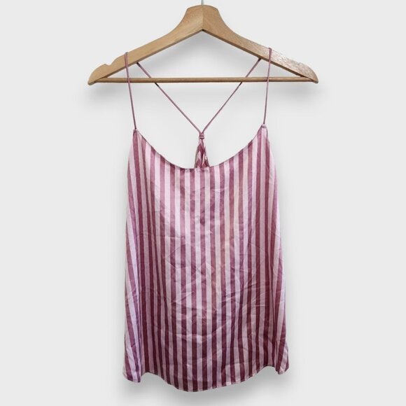 Victoria's Secret Pink Stripe Silky Satin Cami Tank Top Women's Size Large - Picture 3 of 11